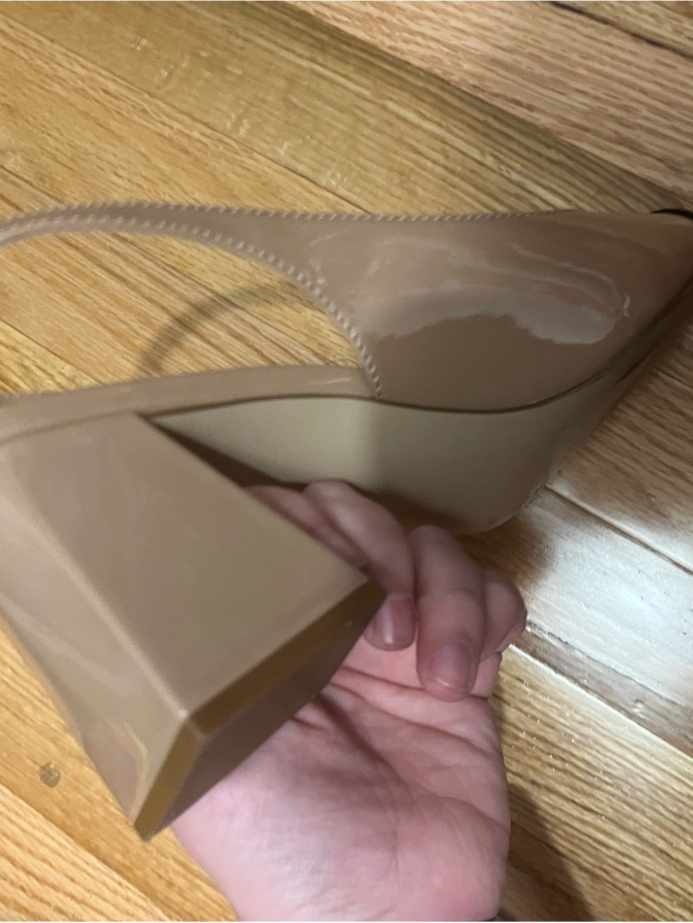 Steve Madden Nude Patent Slingback Pumps with Black Pointed Toe - Picture 10 of 10